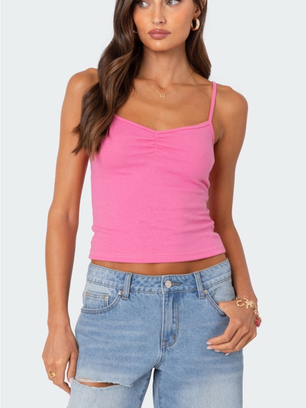 EDIKTED Makena Cinched Tank Top pink